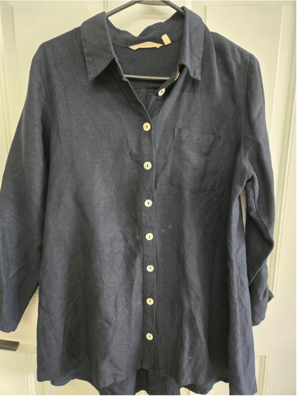 Women's Soft Surroundings Black Button Down Shirt with Gold Zipper M